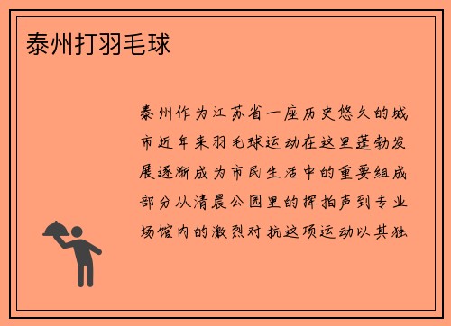 泰州打羽毛球